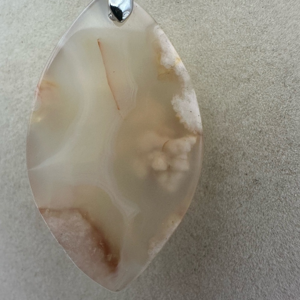 Flower Agate Pendant on Satin Rope - Picture 8 of 9